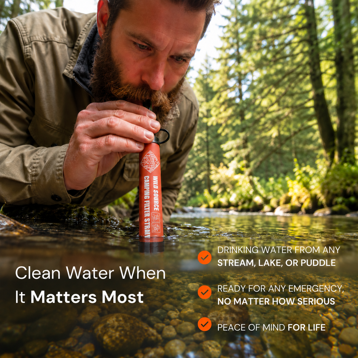 Pure Flow Water Filter Straw